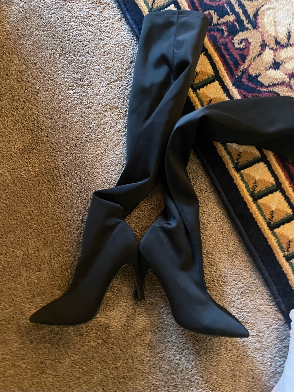 NWOT Fashion Nova Black Pointed Toe Knee High Boots